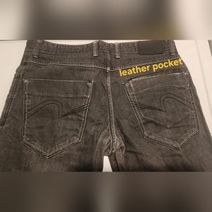 Vintage Men's Dark Gray Jeans with leather inserts by JULES Rare Size 35 W, 34 L